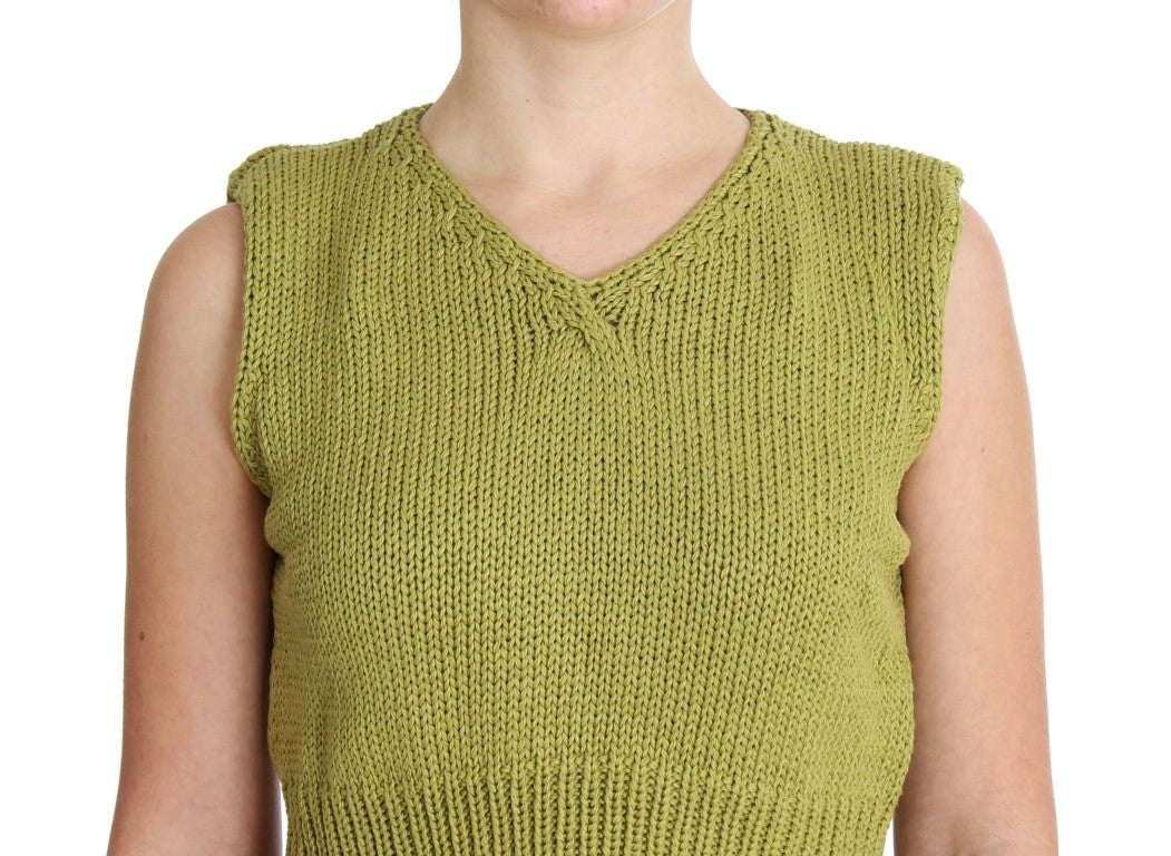 PINK MEMORIES Maglione senza maniche in maglia di misto cotone verde