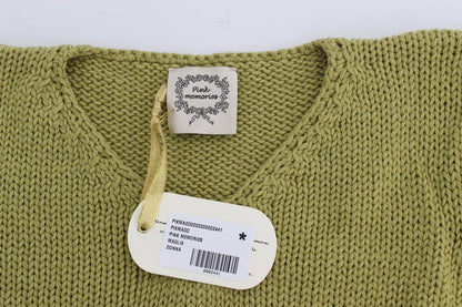 PINK MEMORIES Maglione senza maniche in maglia di misto cotone verde