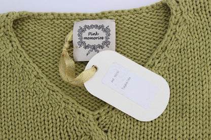 PINK MEMORIES Maglione senza maniche in maglia di misto cotone verde
