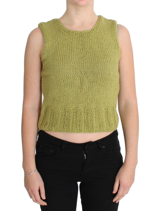 PINK MEMORIES Maglione senza maniche in maglia di misto cotone verde