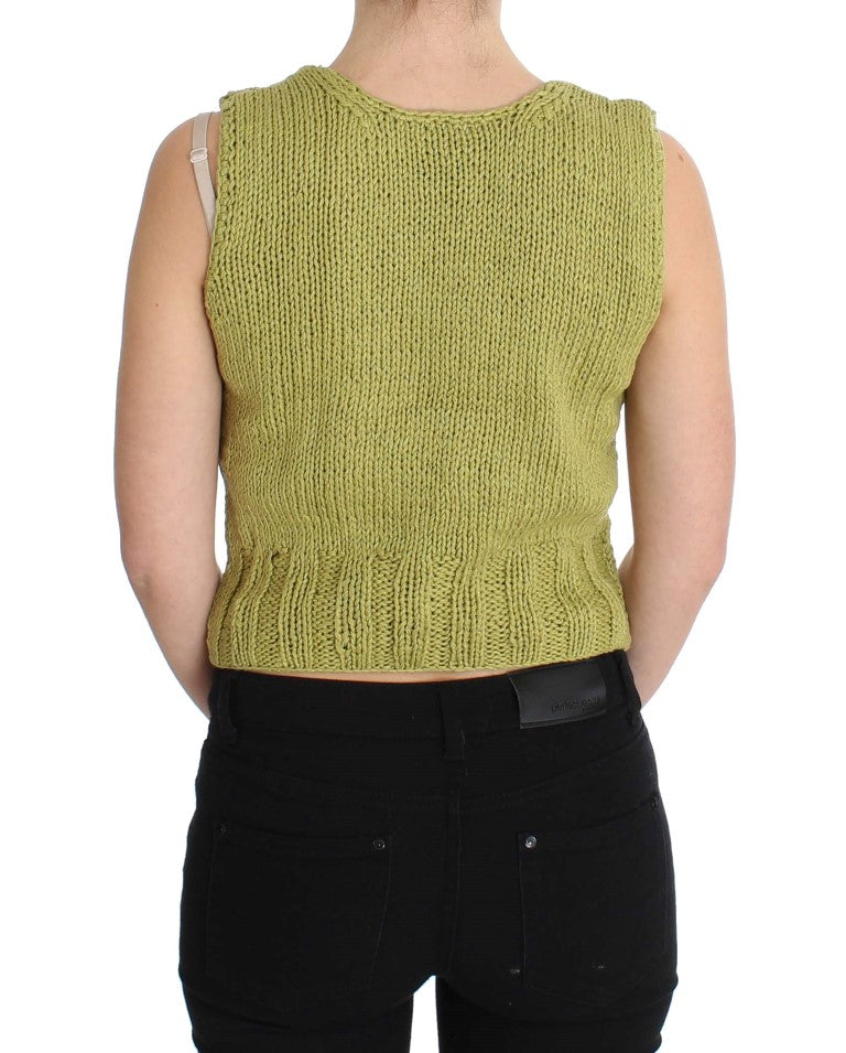 PINK MEMORIES Maglione senza maniche in maglia di misto cotone verde