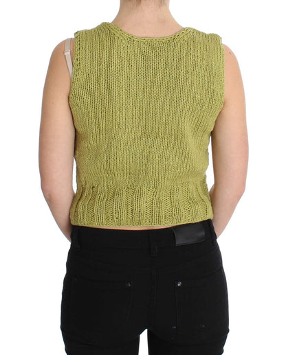 PINK MEMORIES Maglione senza maniche in maglia di misto cotone verde