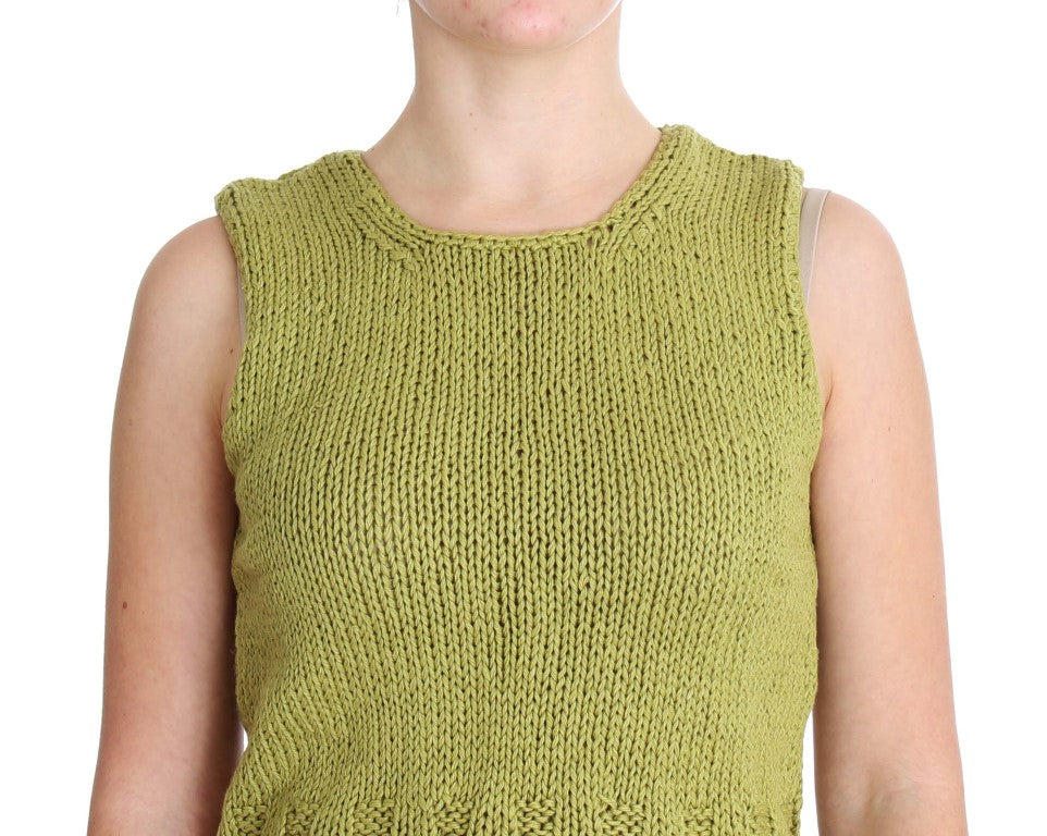 PINK MEMORIES Maglione senza maniche in maglia di misto cotone verde