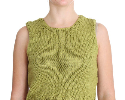 PINK MEMORIES Maglione senza maniche in maglia di misto cotone verde
