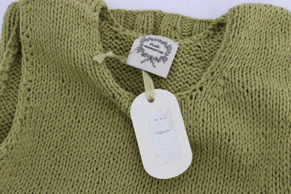 PINK MEMORIES Maglione senza maniche in maglia di misto cotone verde