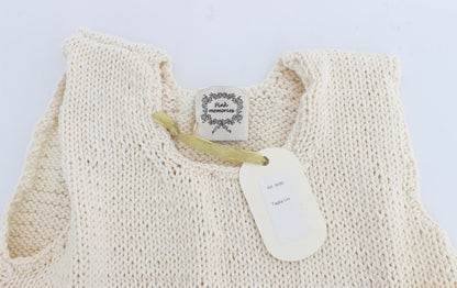 Maglione senza maniche in maglia di misto cotone beige PINK MEMORIES
