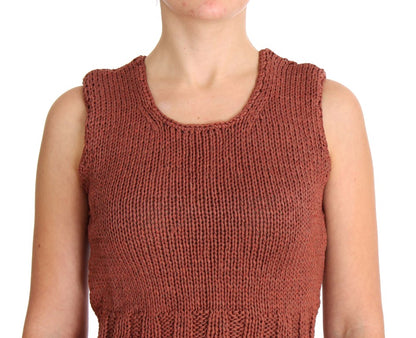 PINK MEMORIES Maglione senza maniche in maglia di misto cotone rosso