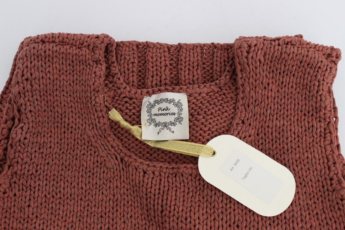PINK MEMORIES Maglione senza maniche in maglia di misto cotone rosso