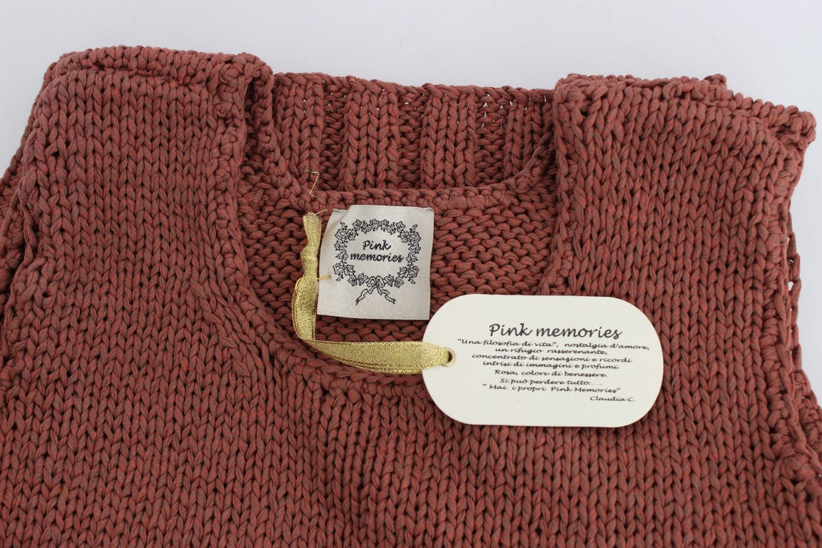 PINK MEMORIES Maglione senza maniche in maglia di misto cotone rosso