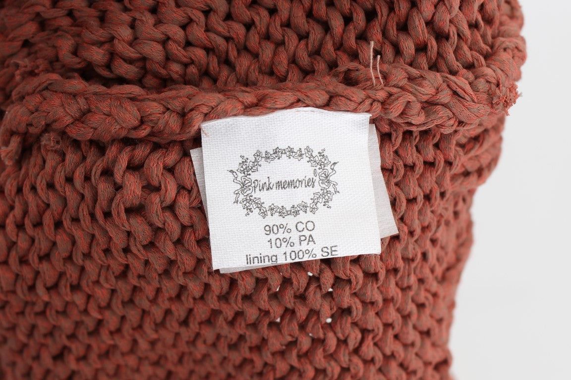 PINK MEMORIES Maglione senza maniche in maglia di misto cotone rosso