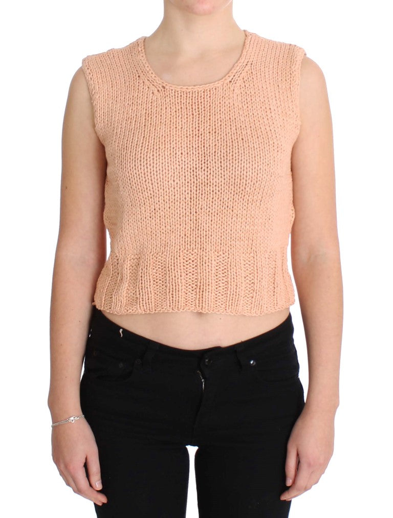 PINK MEMORIES Maglione senza maniche in maglia di misto cotone rosa
