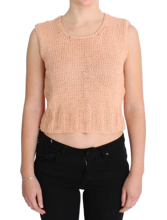 PINK MEMORIES Maglione senza maniche in maglia di misto cotone rosa