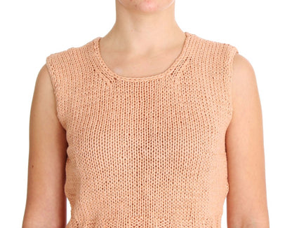 PINK MEMORIES Maglione senza maniche in maglia di misto cotone rosa