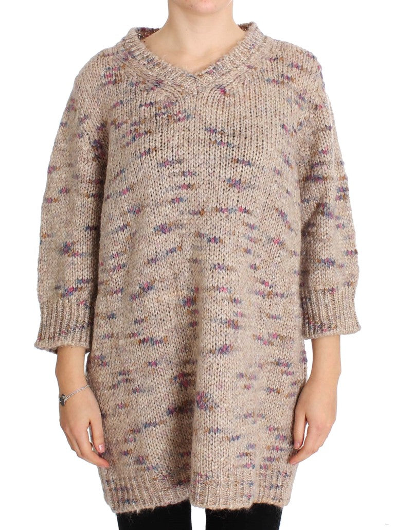 Maglione oversize lavorato a maglia in misto lana beige PINK MEMORIES