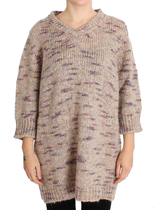 Maglione oversize lavorato a maglia in misto lana beige PINK MEMORIES