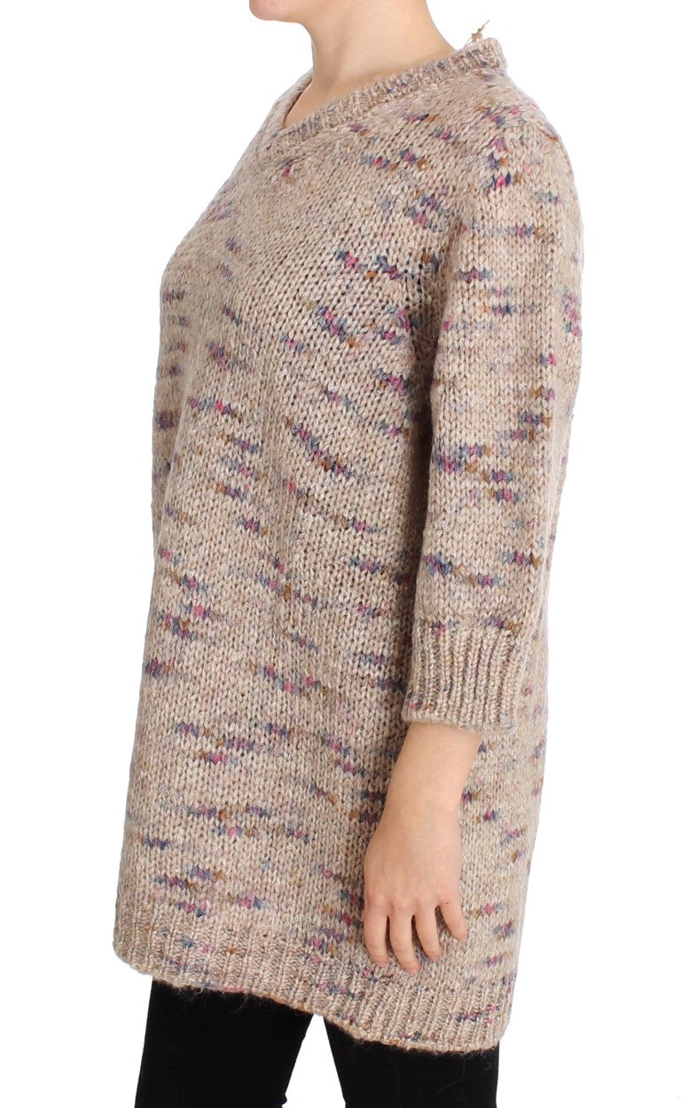 Maglione oversize lavorato a maglia in misto lana beige PINK MEMORIES
