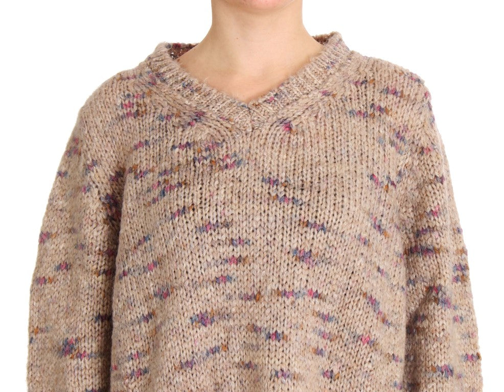 Maglione oversize lavorato a maglia in misto lana beige PINK MEMORIES