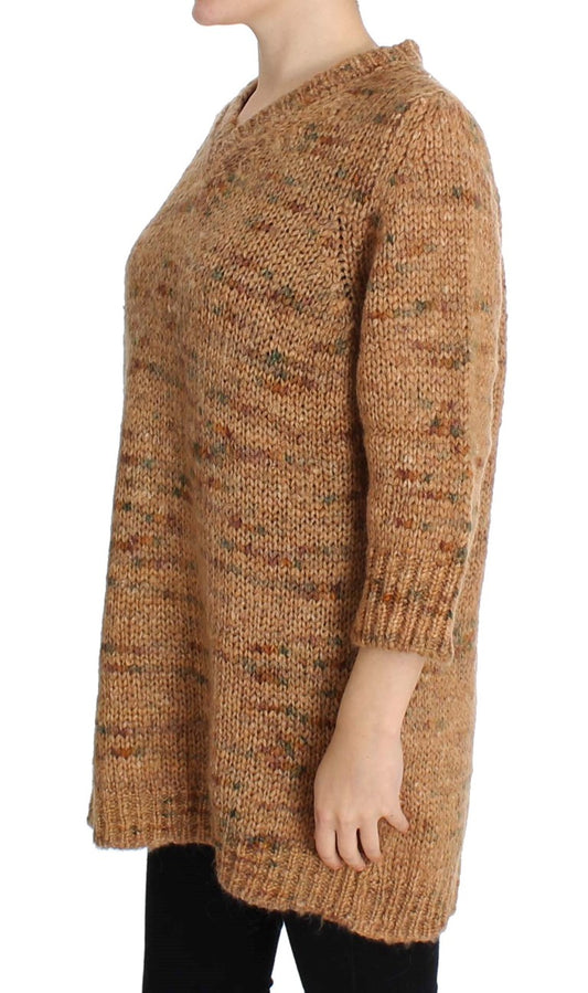 Maglione oversize lavorato a maglia in misto lana marrone PINK MEMORIES