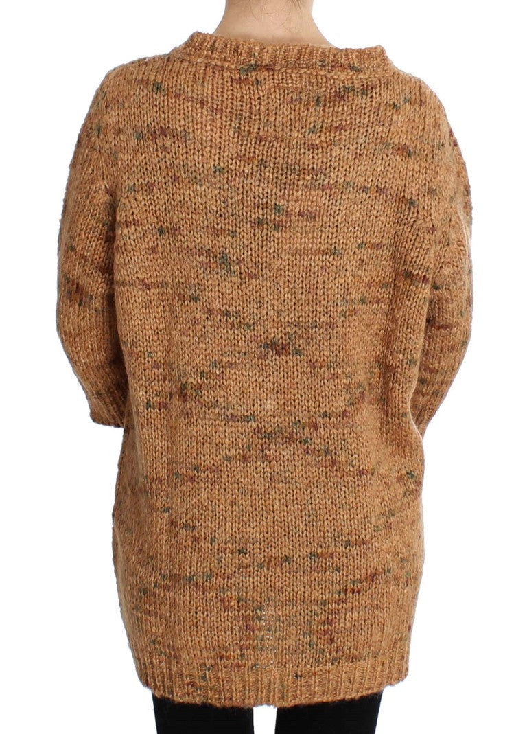 Maglione oversize lavorato a maglia in misto lana marrone PINK MEMORIES