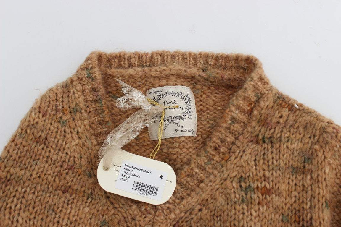 Maglione oversize lavorato a maglia in misto lana marrone PINK MEMORIES