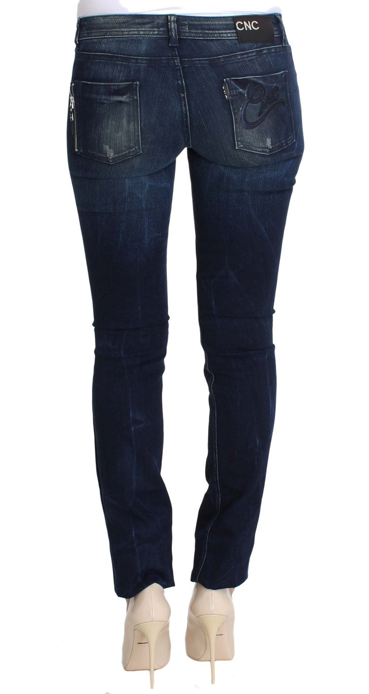 Jeans aderenti slim fit in cotone blu lavato Costume National