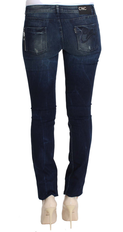 Jeans aderenti slim fit in cotone blu lavato Costume National