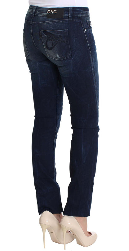 Jeans aderenti slim fit in cotone blu lavato Costume National