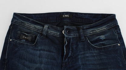 Jeans aderenti slim fit in cotone blu lavato Costume National