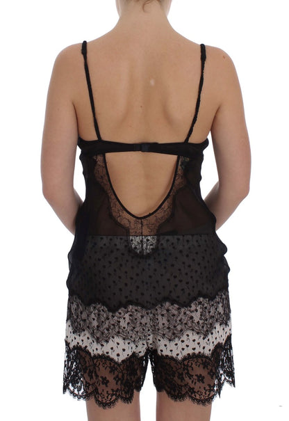 Top lingerie babydoll in pizzo di seta nero Dolce &amp; Gabbana