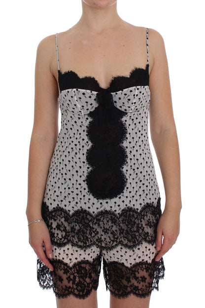 Top lingerie babydoll in pizzo di seta nero Dolce &amp; Gabbana