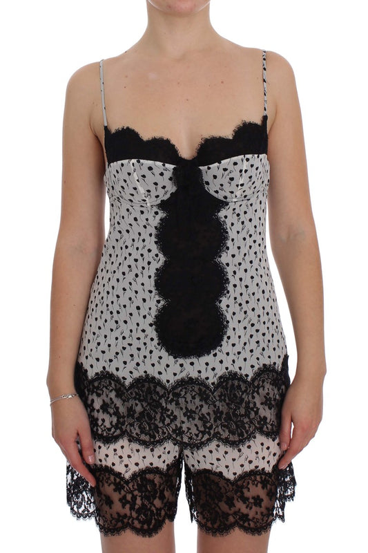 Top lingerie babydoll in pizzo di seta nero Dolce &amp; Gabbana