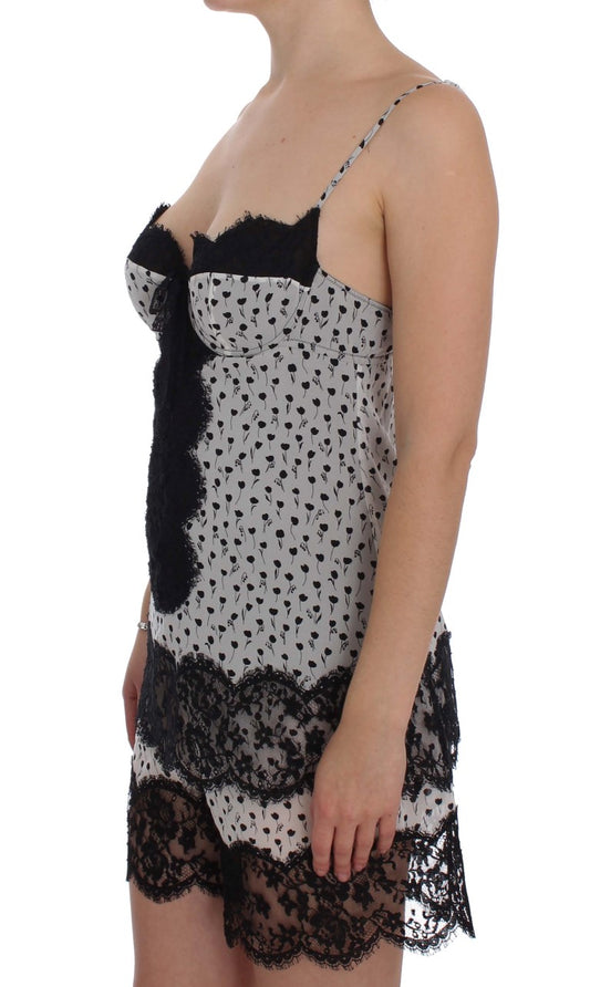 Top lingerie babydoll in pizzo di seta nero Dolce &amp; Gabbana