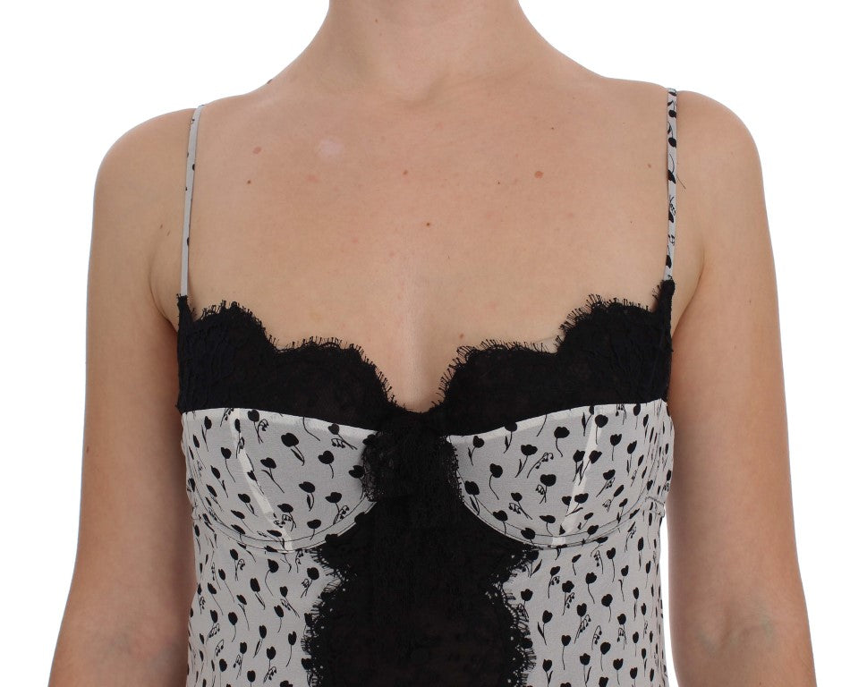 Top lingerie babydoll in pizzo di seta nero Dolce &amp; Gabbana