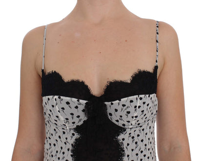 Top lingerie babydoll in pizzo di seta nero Dolce &amp; Gabbana