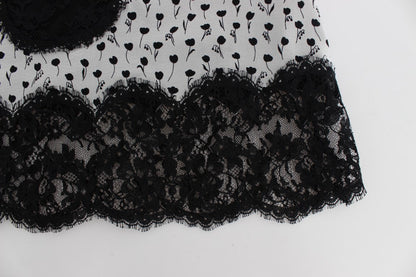Top lingerie babydoll in pizzo di seta nero Dolce &amp; Gabbana