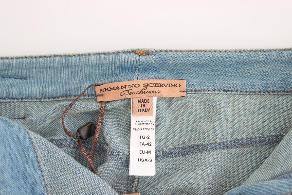 Ermanno Scervino Pantaloni Capri Blu Cropped Jeans