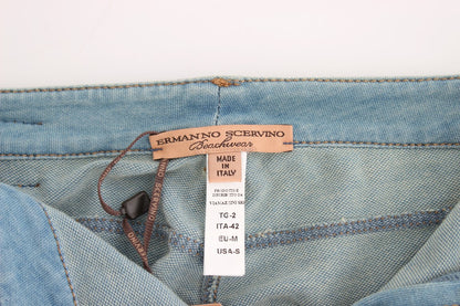 Ermanno Scervino Pantaloni Capri Blu Cropped Jeans