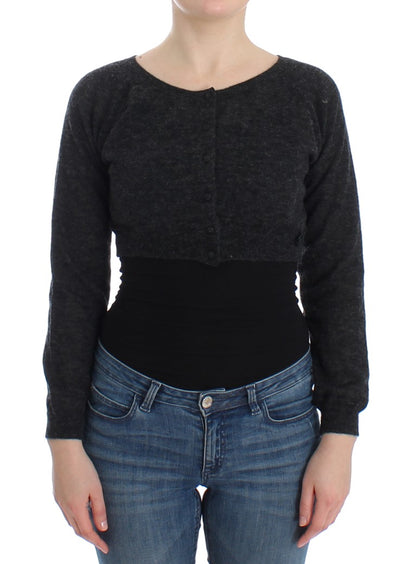 Maglione cardigan in lana grigia Ermanno Scervino