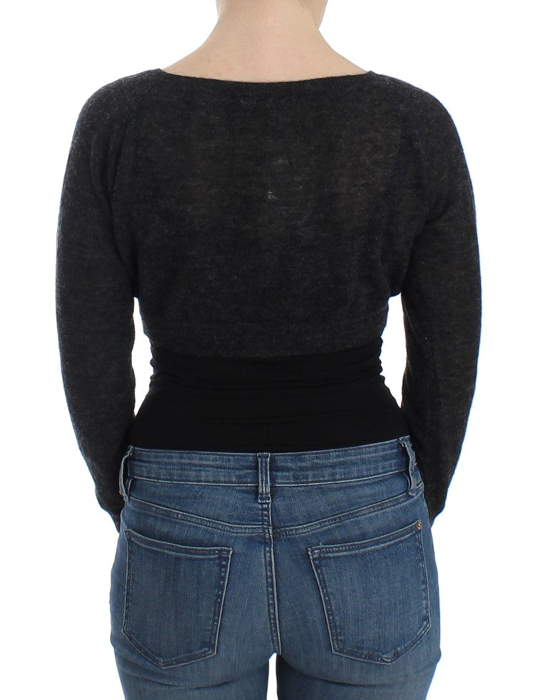 Maglione cardigan in lana grigia Ermanno Scervino