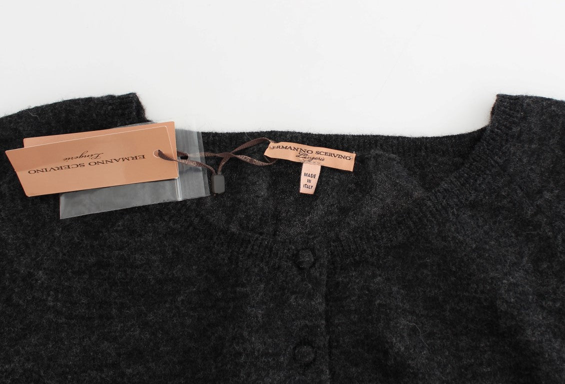 Maglione cardigan in lana grigia Ermanno Scervino