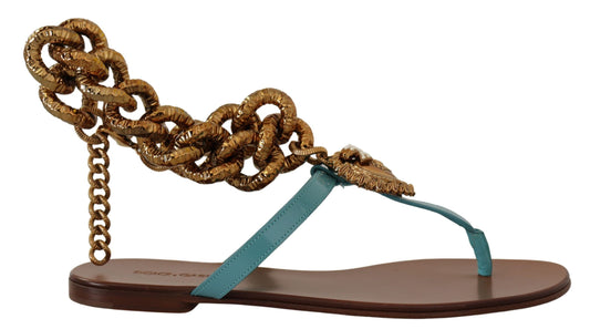 Sandali Devotion in pelle blu Dolce &amp; Gabbana