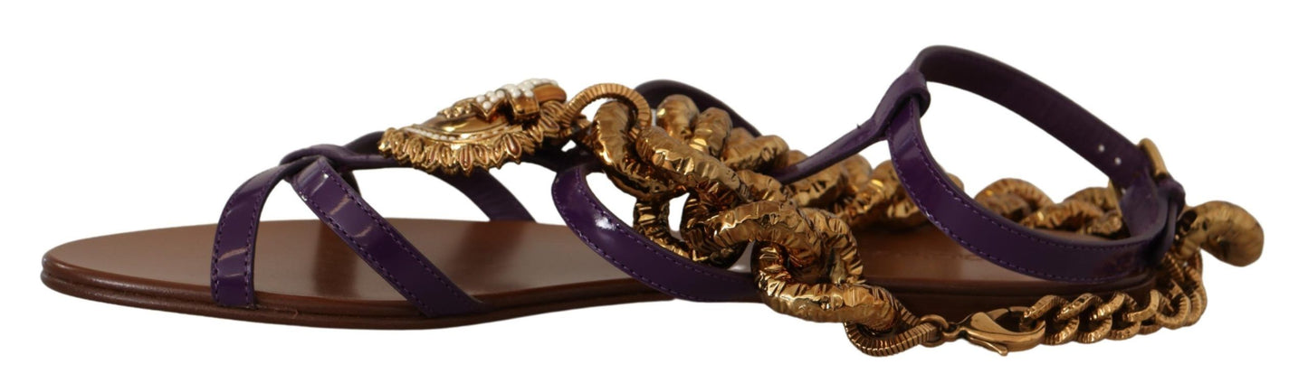 Sandali bassi Devotion in pelle viola Dolce &amp; Gabbana