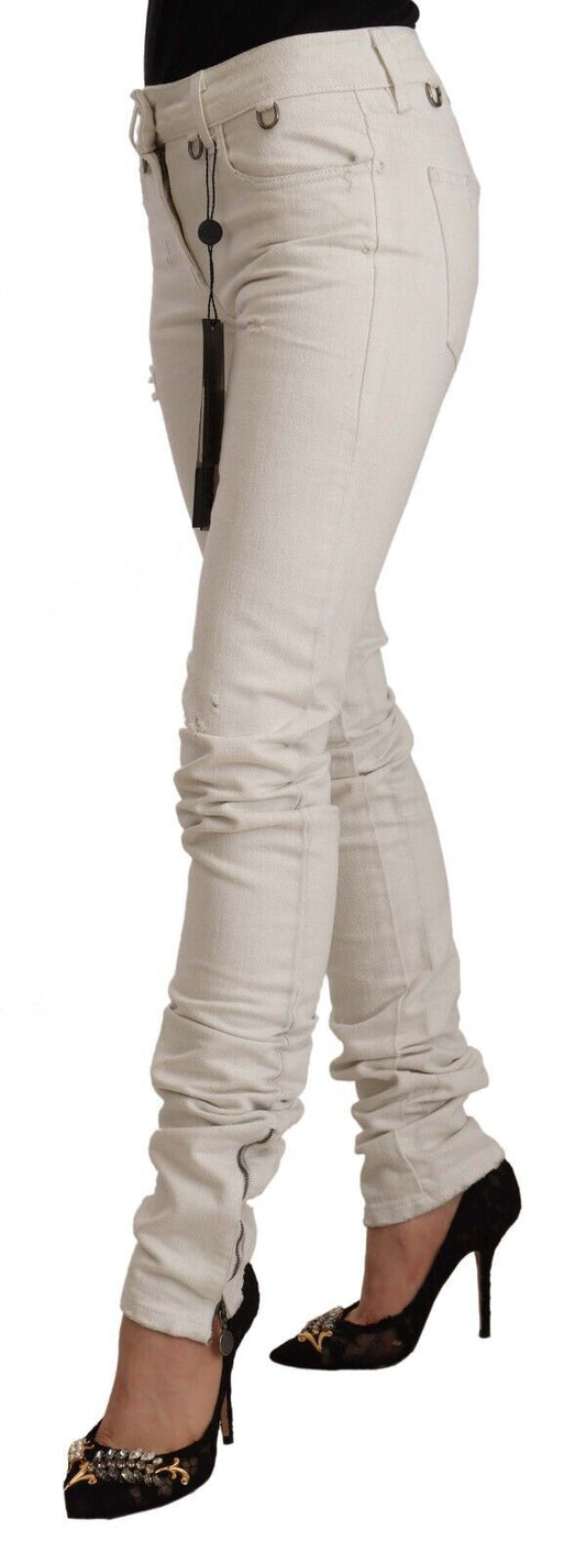 Jeans slim fit in denim di cotone a vita media bianchi Karl Lagerfeld