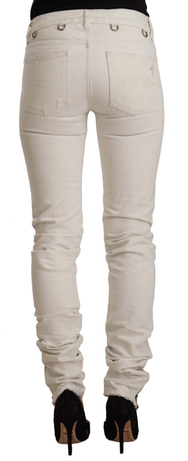 Jeans slim fit in denim di cotone a vita media bianchi Karl Lagerfeld