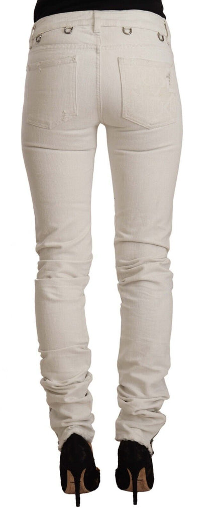 Jeans slim fit in denim di cotone a vita media bianchi Karl Lagerfeld