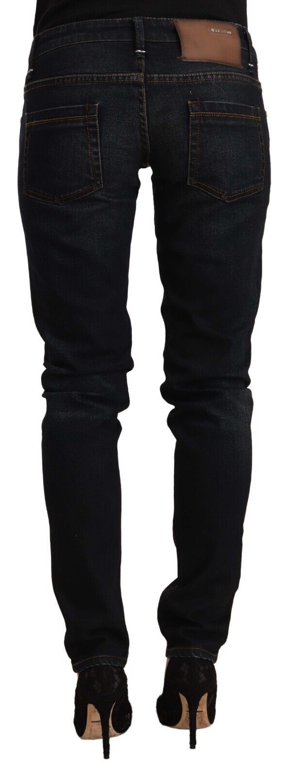 Jeans slim fit a vita bassa in cotone lavato nero Acht