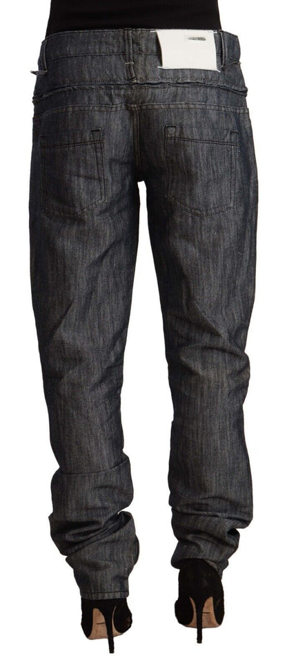 Jeans dritti in denim a vita media e larga grigio scuro Acht Ramie