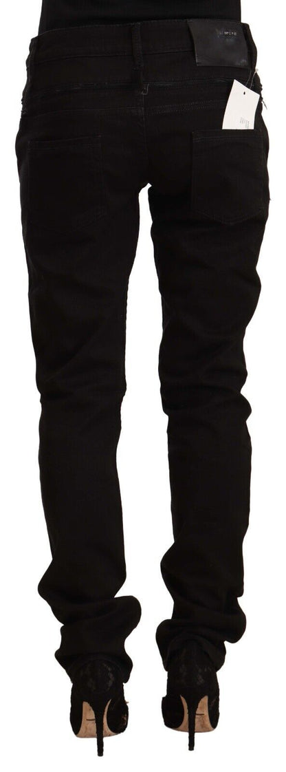 Jeans skinny in denim elasticizzato di cotone a vita bassa Acht neri