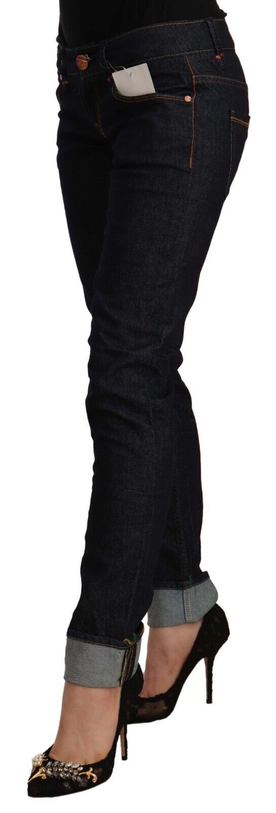 Jeans slim fit a vita bassa in cotone nero Acht