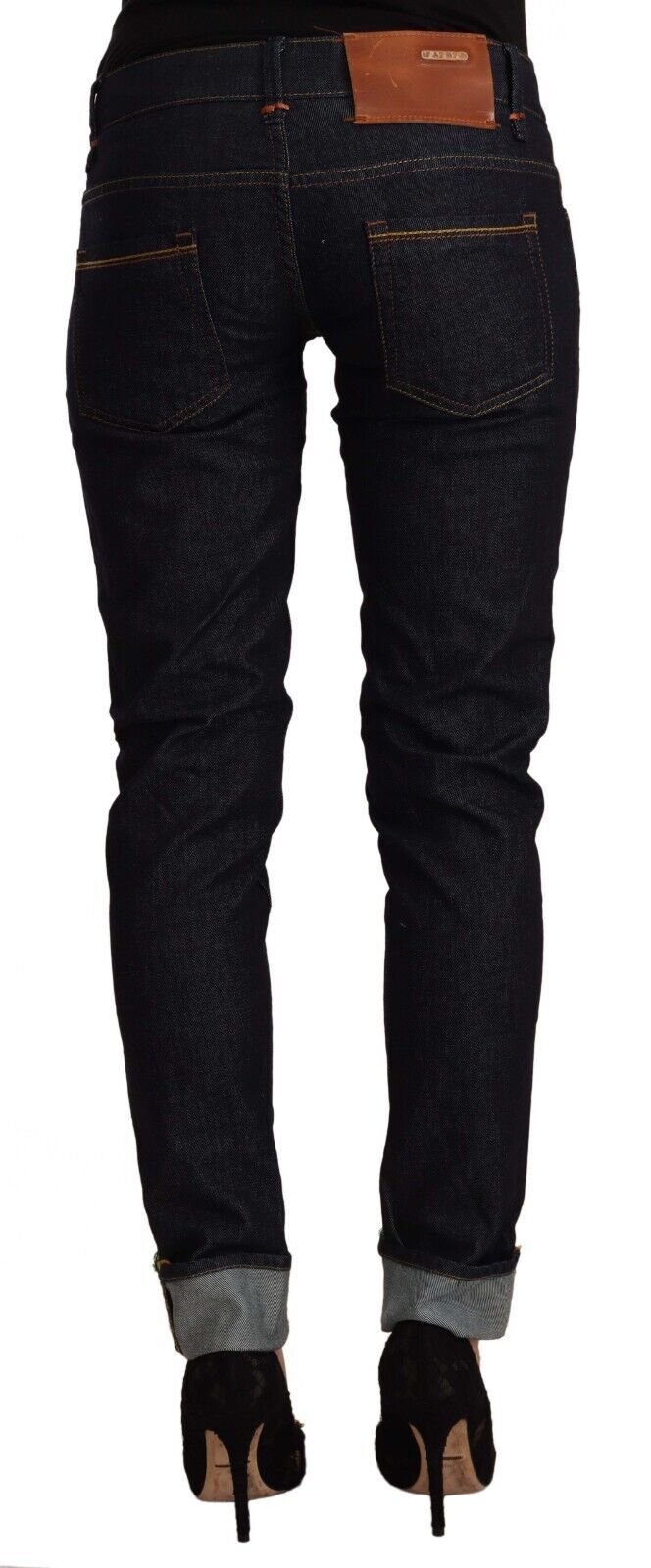 Jeans slim fit a vita bassa in cotone nero Acht